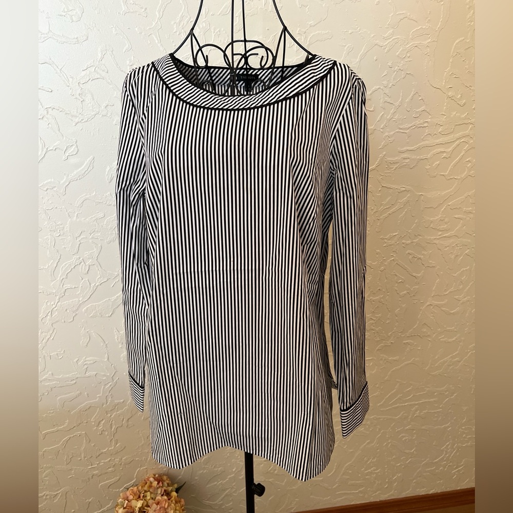 Talbots Black White Stripe cotton Tunic